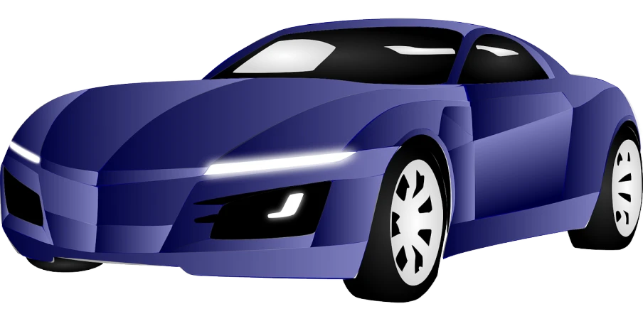 a blue sports car on a white background, vector art, by Thomas Häfner, trending on pixabay, minimalism, honda nsx, headlights, some purple, cell-shaded
