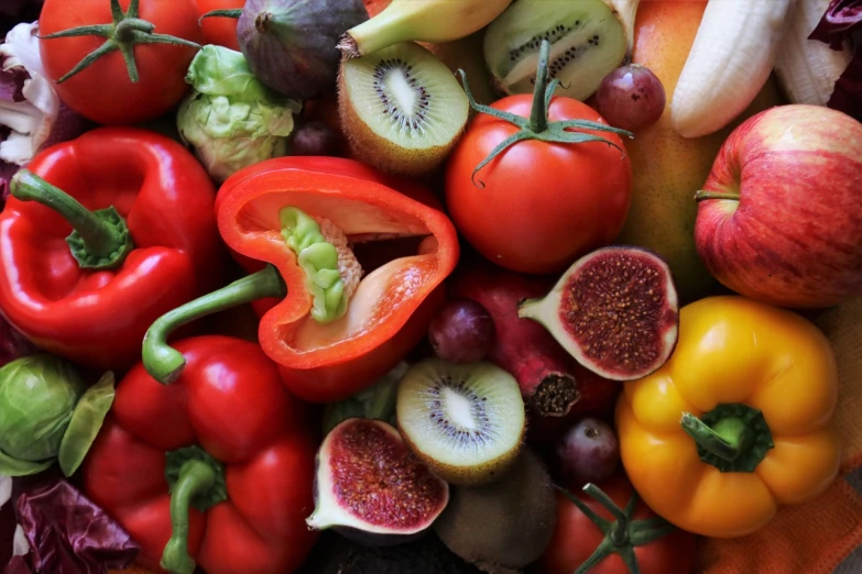 a close up of a bowl of fruit and vegetables, a picture, pexels, renaissance, full of colour 8-w 1024, new zealand, local close up, group photo