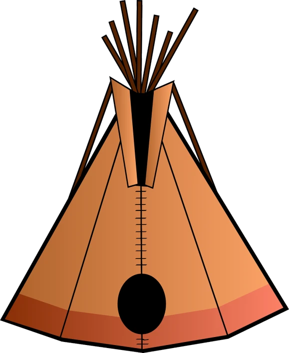 a teepee with sticks sticking out of it, an illustration of, pixabay, sōsaku hanga, symmetrical long head, colored lineart, vest, -4