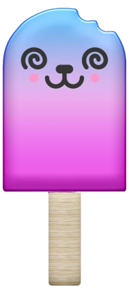 a close up of a popsicle with a face on it, a screenshot, inspired by David B. Mattingly, deviantart, conceptual art, gradient black to purple, full view blank background, libra symbol, gui