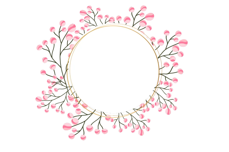 a round frame with pink flowers on a black background, a picture, sōsaku hanga, willowy frame, full res, 💣 💥, bubbly