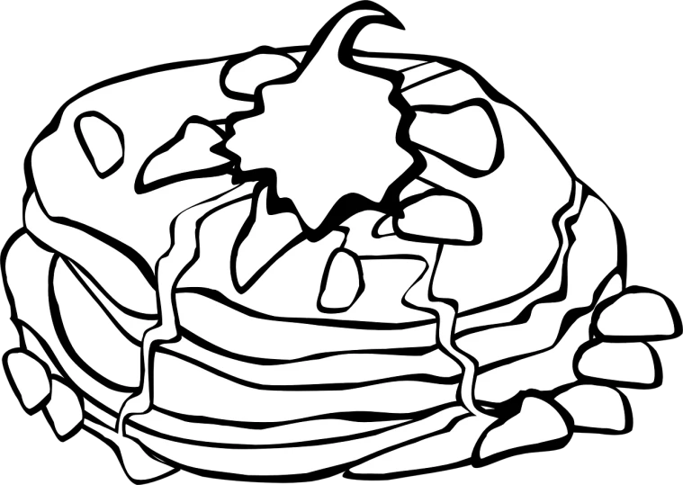 a stack of pancakes sitting on top of each other, lineart, pixabay, nighttime, melted, black and white coloring, petals