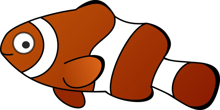 an orange and white clown fish on a black background, a digital rendering, inspired by Nyuju Stumpy Brown, reddit, sōsaku hanga, dog sleeping, mario dabbing, brown and white color scheme, short cartoon strip