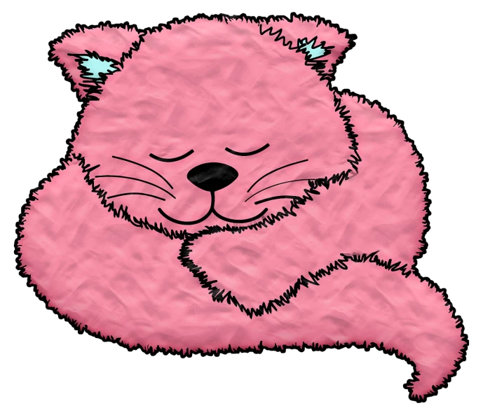 a pink cat laying down with its eyes closed, a digital rendering, furry art, clipart, trending on pixart”, digitalt art, sharpie