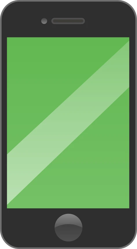 a black cell phone with a green screen, a digital rendering, inspired by Luigi Kasimir, minimalism, panel of black, glass, 2 color, flat shading