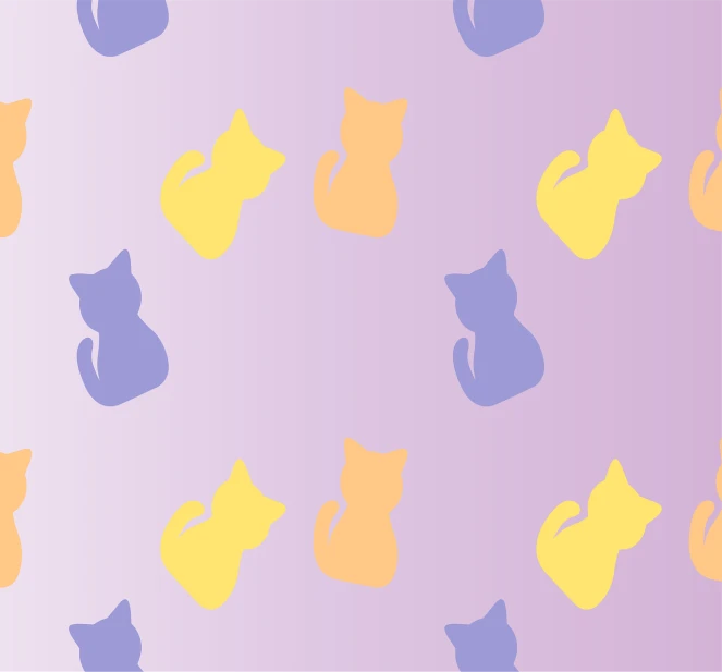 a group of cats sitting next to each other, a pastel, wallpaper background, yellow and purple color scheme, version 3, banner