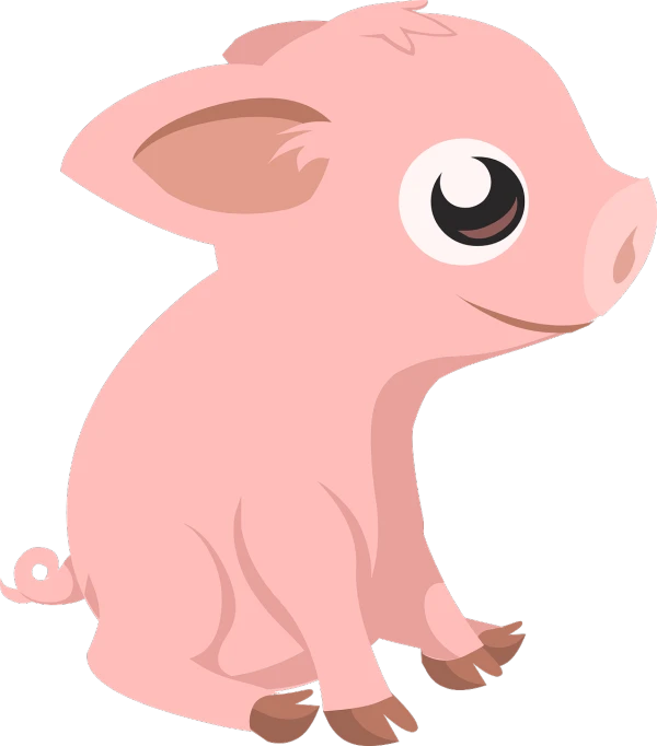 a cartoon pig sitting on the ground, a digital rendering, pixabay, mingei, pinkie pie equine, big glowing eyes, kewpie, profile picture 1024px