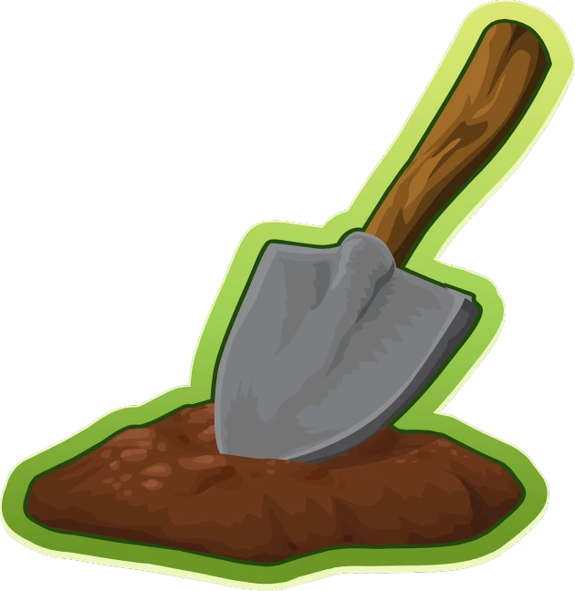 a shovel sitting on top of a pile of dirt, an illustration of, conceptual art, fantasy sticker illustration, farmville, wikihow illustration, a beautiful artwork illustration