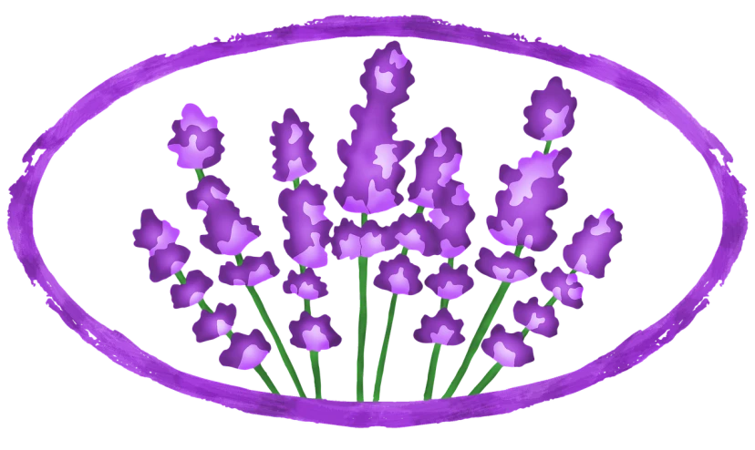 a bunch of purple flowers in a circle, a digital rendering, inspired by McKendree Long, lavender, with a black background, inside stylized border, made in paint tool sai2