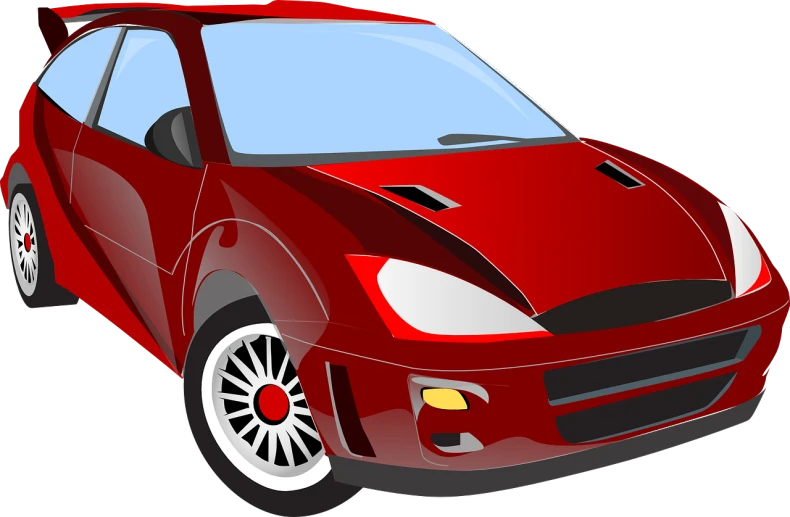 a red car on a black background, pixabay contest winner, digital art, cartoonish vector style, rally car, with a roof rack, medium closeup shot