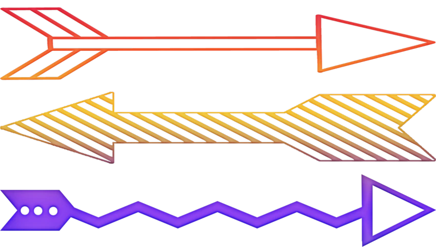 three different colored arrows on a black background, by Wayne England, holography, bass sound waves on circuitry, banner, 1 9 8 0 s photo, coloured line art