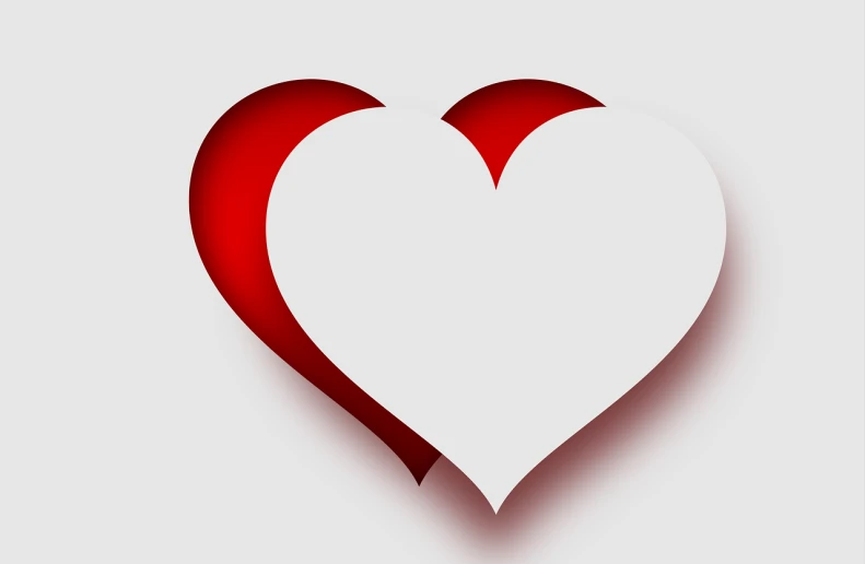 a red and white paper heart on a white background, inspired by János Valentiny, featured on shutterstock, romanticism, dating app icon, image split in half, detailed with shadows, background image