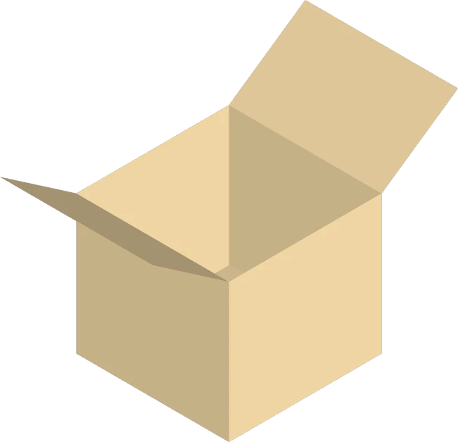 an open cardboard box on a white background, a picture, inspired by Masamitsu Ōta, deviantart, minimalism, isometry, item, ear, flat - color