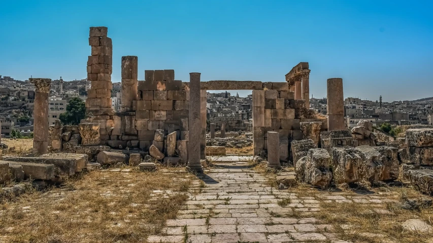 the ruins of the ancient city of persepolis, pexels contest winner, romanesque, old town mardin, broken composition, stand on stone floor, in ruined agora of athens