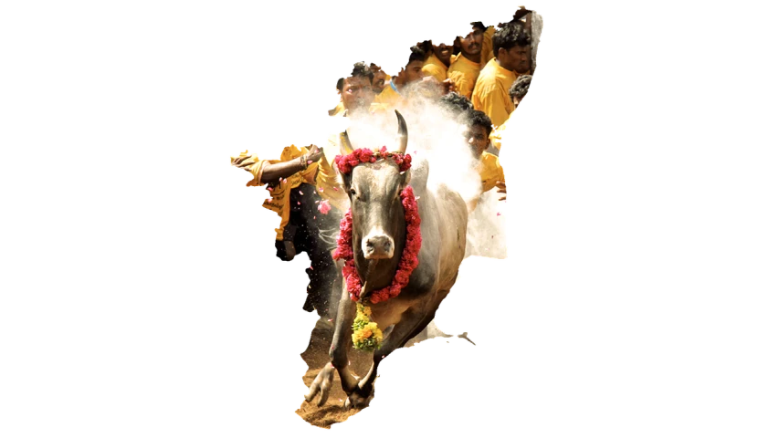 a statue of a man riding on the back of a cow, a digital rendering, shutterstock contest winner, samikshavad, the spirit of the bull run, posterized, image credit nat geo, 2011