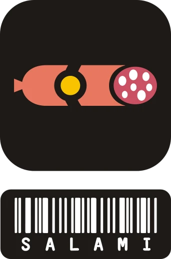 a barcode with a sausage and eggs on it, concept art, inspired by Ivan Generalić, pixabay, mingei, in a nuclear submarine, pepperoni, pink iconic character, cell biology