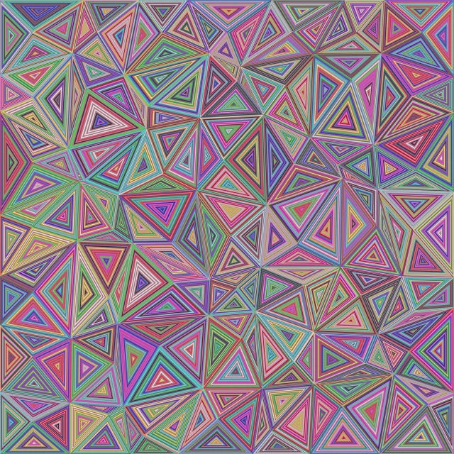 a multicolored background with a lot of different shapes, a mosaic, inspired by Lorentz Frölich, generative art, intricate triangular designs, mosaic floor, colourful!! highly detailed, reaction-diffusion pattern