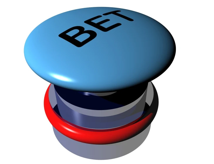 a blue button with the word bet on it, shutterstock, computer art, red hat, set photo, portlet photo, | 28mm |