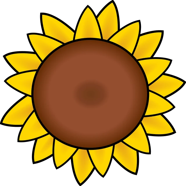 a yellow sunflower on a black background, a digital rendering, by Gusukuma Seihō, pixabay, sōsaku hanga, simple cartoon style, with blunt brown border, children, round