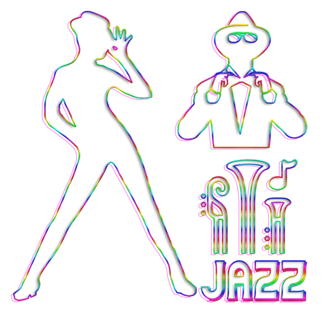 a neon drawing of a man talking on a cell phone, funk art, marcel marcel and metzinger, jazz album cover, vector line - art style, dancers