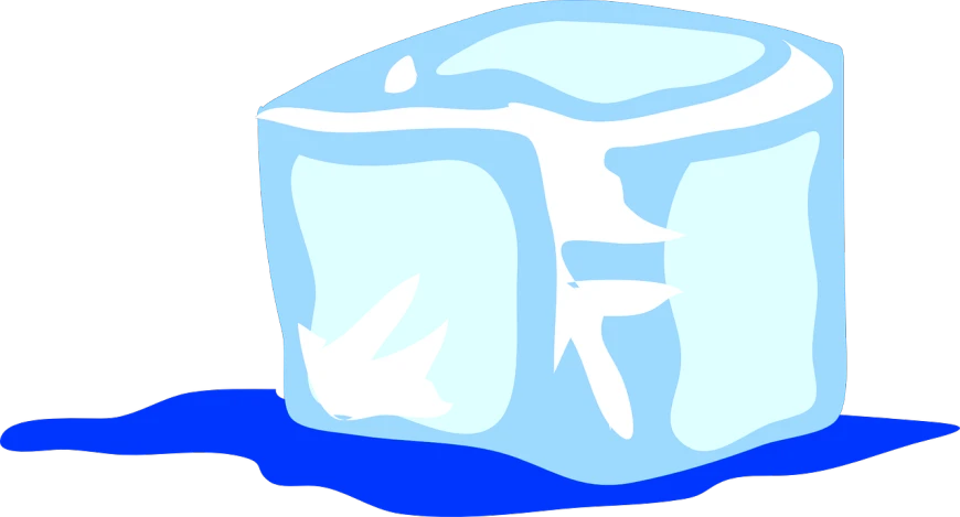 a block of ice sitting on top of a puddle of water, concept art, inspired by Masamitsu Ōta, conceptual art, paint tool sai!! blue, dove, watermark:-1, clip art