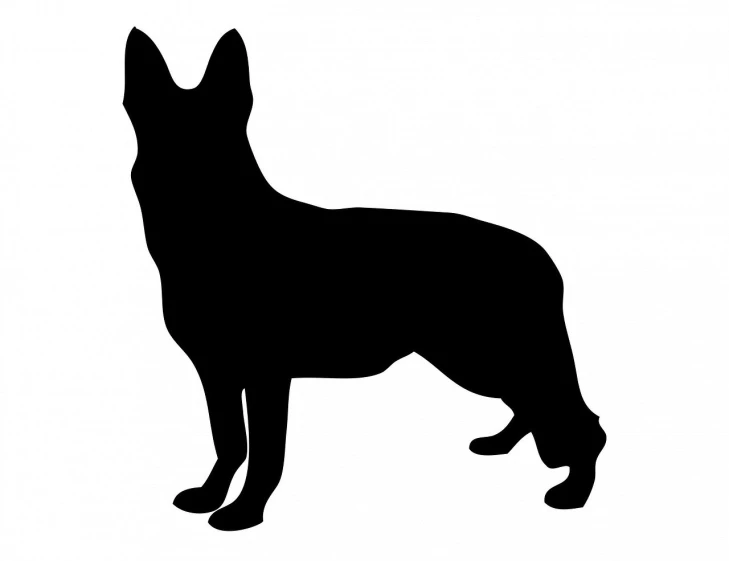 a black and white silhouette of a dog, vector art, shutterstock, german shepherd, 2 0 5 6 x 2 0 5 6, empire silhouette, 1 0 2 4 x 7 6 8