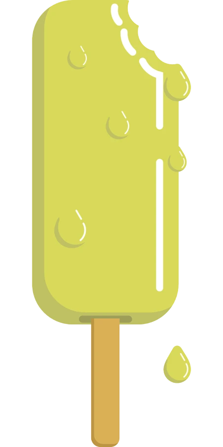 a close up of a popsicle on a stick, concept art, conceptual art, chartreuse color scheme, vectorized, glossy from rain, banner