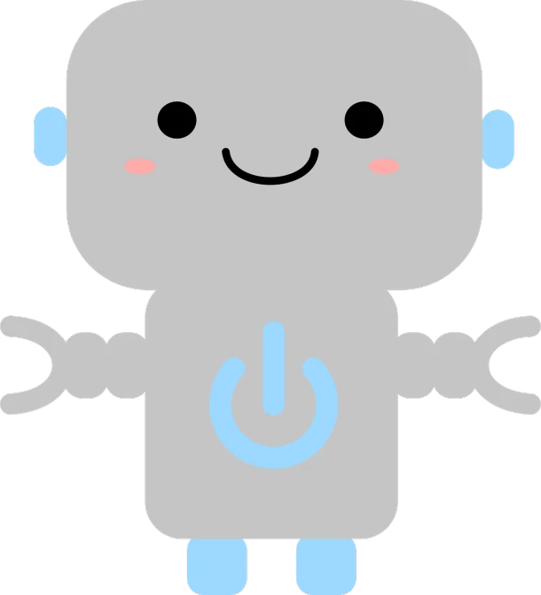 a gray robot with a blue power button, vector art, inspired by Jim Davis, reddit, [[[[grinning evily]]]], circuit, cute pictoplasma, —n 9