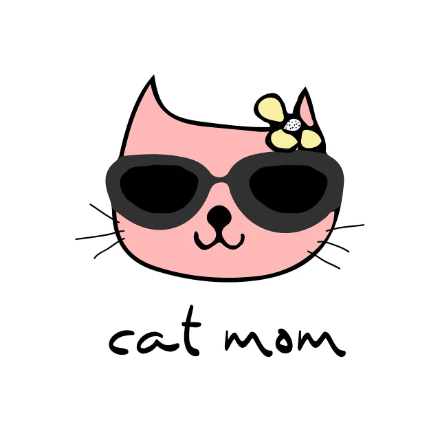 a cat with sunglasses and a bow on its head, dada, mom, cute cartoon style, your mom, ham