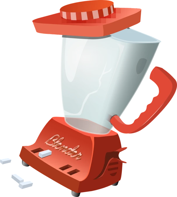 a blender with a hat on top of it, by Aleksander Gierymski, pixabay, plasticien, broken glass, cartoonish vector style, sugar, broke machines