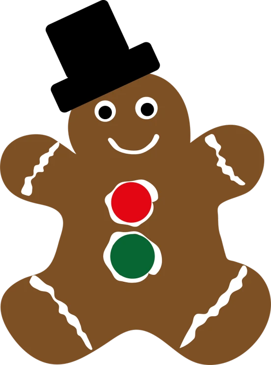 a close up of a gingerbread on a black background, an illustration of, inspired by Rudolph F. Ingerle, traffic light, wikimedia, cutie, posed