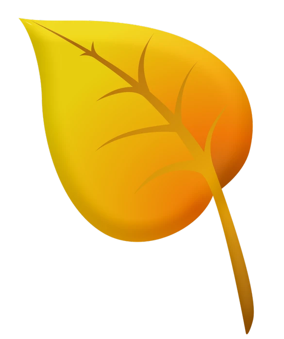 a yellow leaf on a black background, a digital painting, inspired by Masamitsu Ōta, hurufiyya, cute, vectorized, yellow-orange, horn