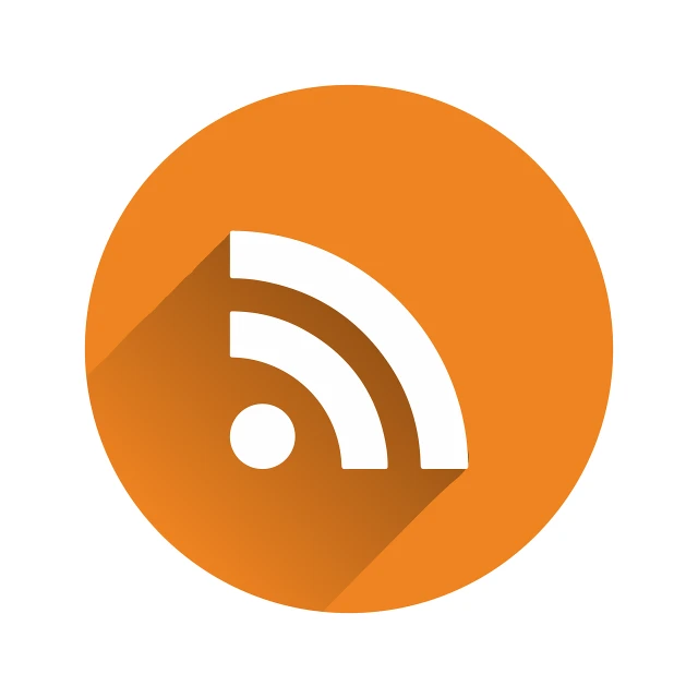 a flat icon of a rsp symbol in an orange circle, trending on pixabay, figuration libre, wifi icon, journalism photo, grain”, julie heffernan