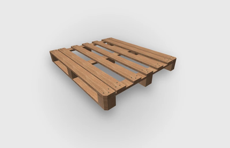 a wooden pallet sitting on top of a white surface, a low poly render, by Artur Tarnowski, shutterstock, high detail product photo, 2 d cg, low angle dimetric rendering, stock photo