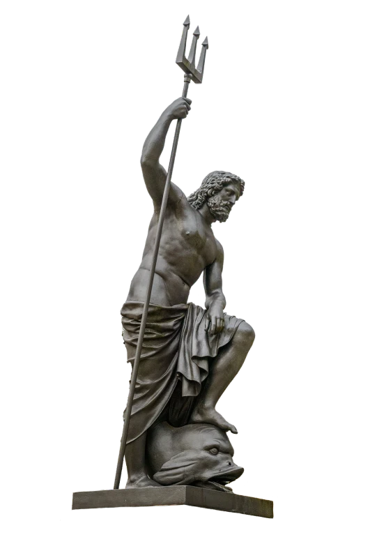 a statue of a man holding a spear, a statue, by Giorgio De Vincenzi, featured on zbrush central, new sculpture, jesus walking on water, kneeling and looking up, very very well detailed image, 1128x191 resolution