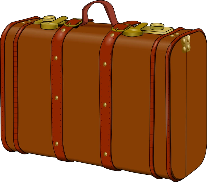 a brown suitcase sitting on top of a white surface, a digital rendering, pixabay, renaissance, !!! very coherent!!! vector art, bark, from the 7 0 s, high detail illustration