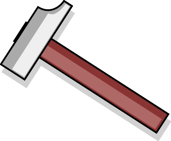a hammer with a red handle on a black background, concept art, inspired by Masamitsu Ōta, pixabay, mingei, giant axe, computer generated, 2d side view, brick