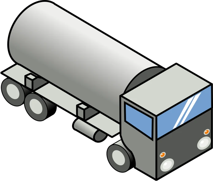 a truck with a tank on the back of it, pixabay, isometric view, pipe, grey, milk