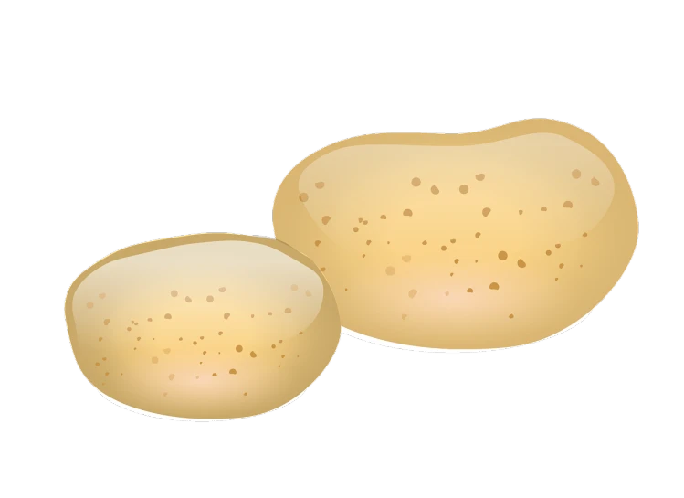 a couple of potatoes sitting next to each other, an illustration of, mingei, light film grain, without background, yeast, background(solid)