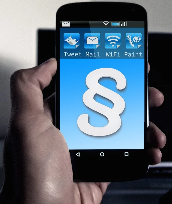 a person holding a smart phone in their hand, a screenshot, by Matt Stewart, pixabay, letter s, blue theme, twitter, swirls