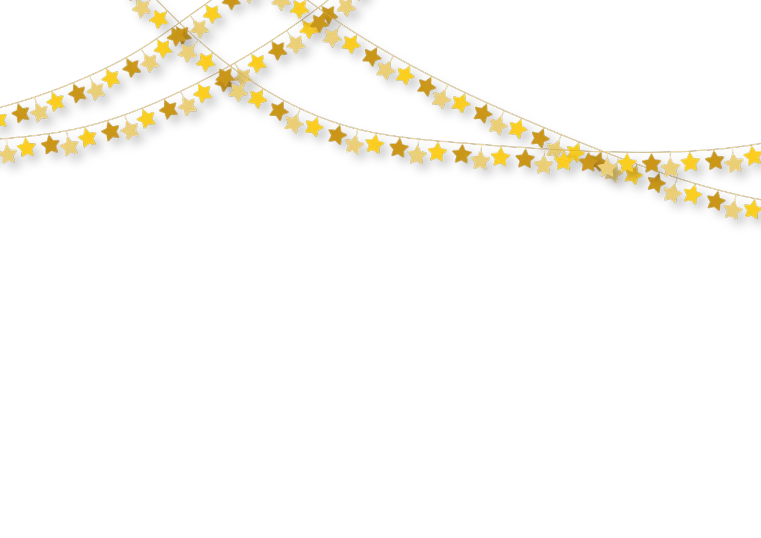 a gold star garland on a black background, minimalism, golden jewelry filigree, side, carnival on the background, rectangular