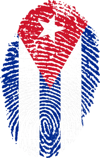 a fingerprint with the flag of cuba on it, by david rubín, pop art, the sigil of the mafia, family photo, future!!, ap
