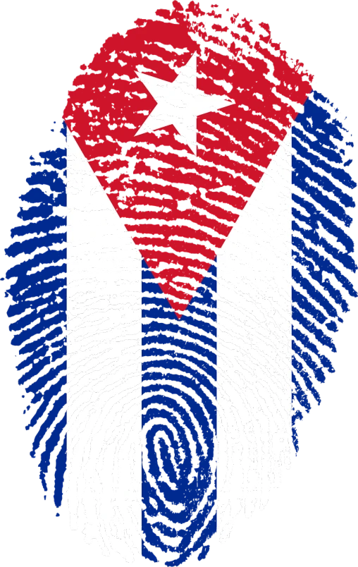 a fingerprint with the flag of cuba on it, by david rubín, pop art, the sigil of the mafia, family photo, future!!, ap