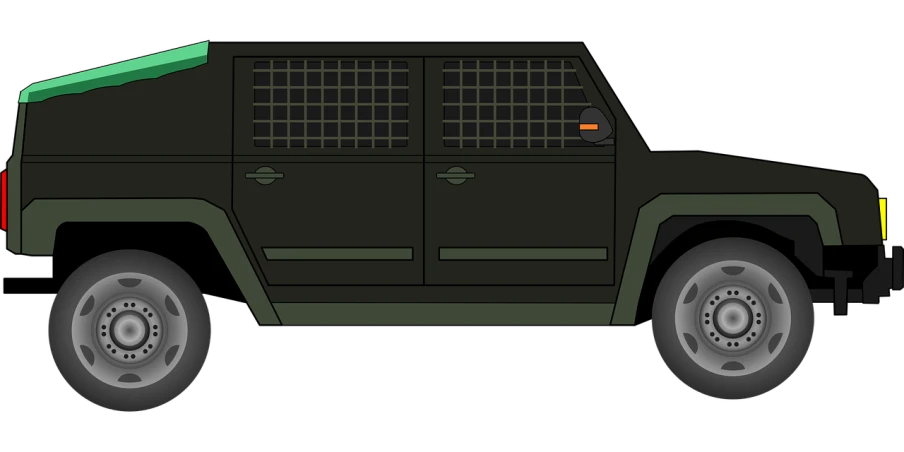 a green jeep on a black background, concept art, inspired by Božidar Jakac, behind bars, cfg _ scale 1 5, attack vector, type - 2