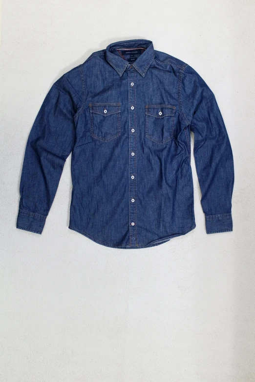 a close up of a shirt on a white background, flickr, double denim, ffffound, 8 к, full front view