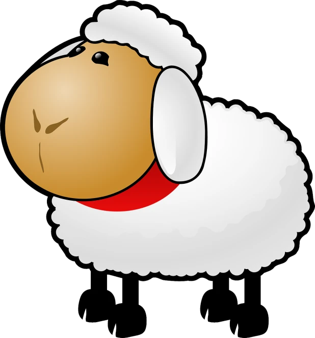 a cartoon sheep wearing a santa hat, mingei, animal, slave, ( land ), simple