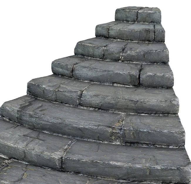 a set of stone steps on a black background, by Bob Ringwood, polycount, realism, highly detailed photo 4k, very detailed curve, 8k octae render photo, path traced