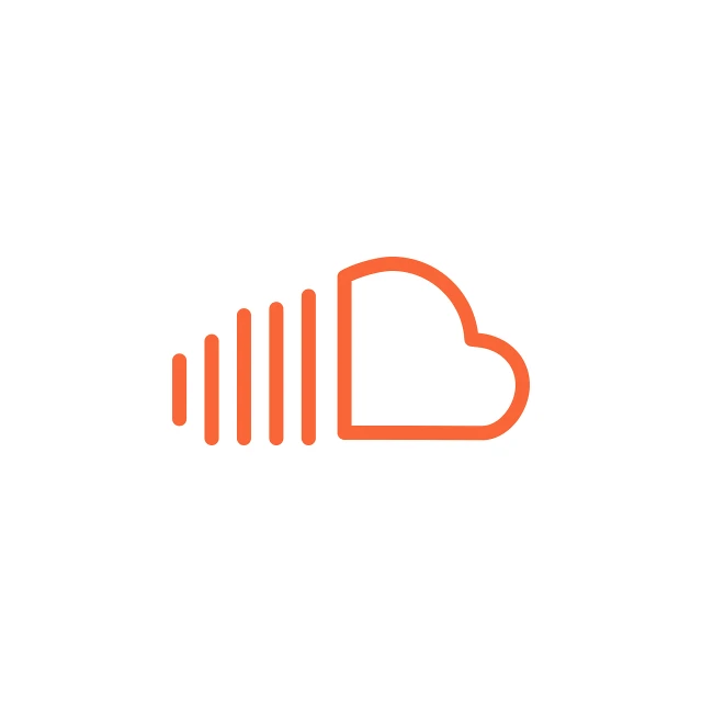 a cloud with sound waves coming out of it, simple logo, orange line, fast, icon