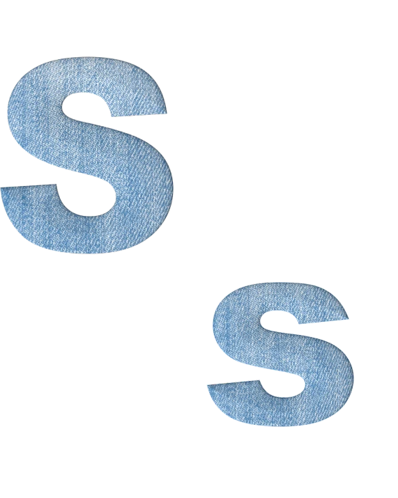 a close up of the letters s and s on a black background, sots art, double denim, isolated on white background, photoshop, skins