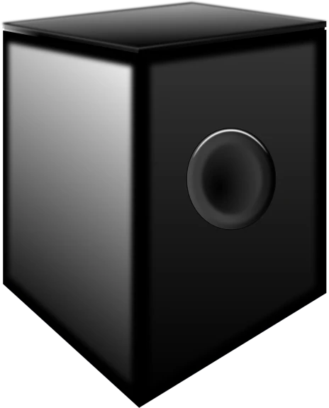 a black box with a speaker on top of it, by Andrei Kolkoutine, deviantart, thumbnail, vectorial art, middle shot, black lacquer